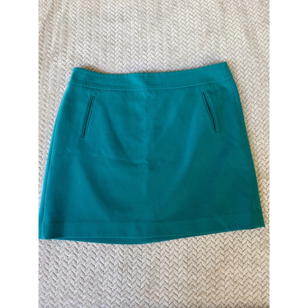 Ann Taylor LOFT Teal Green Mini Skirt Size 14 A-Line Professional Lined Skirt